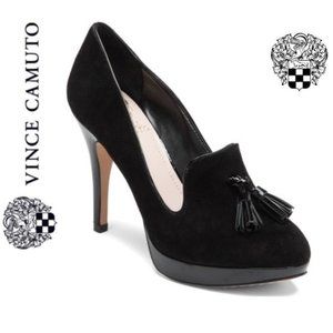 VINCE CAMUTO Emmi Black Suede Pumps(307)